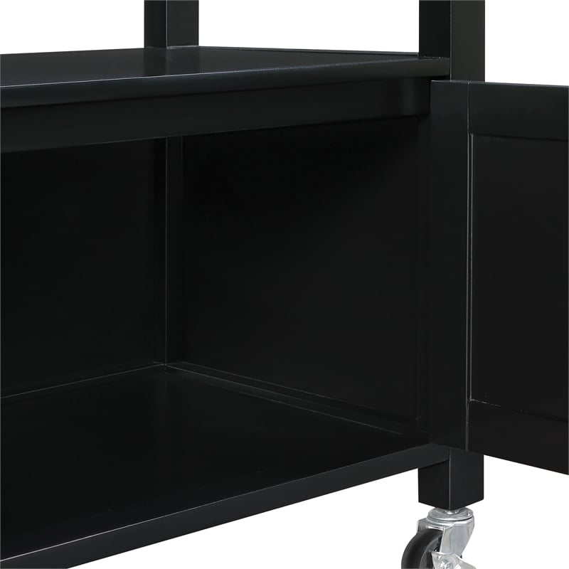 Fairfax Kitchen Cart Engineered Wood with Granite Top and Black Base