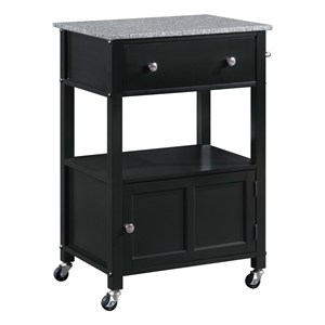 Fairfax Kitchen Cart Engineered Wood with Granite Top and Black Base