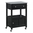 Fairfax Kitchen Cart Engineered Wood with Granite Top and Black Base