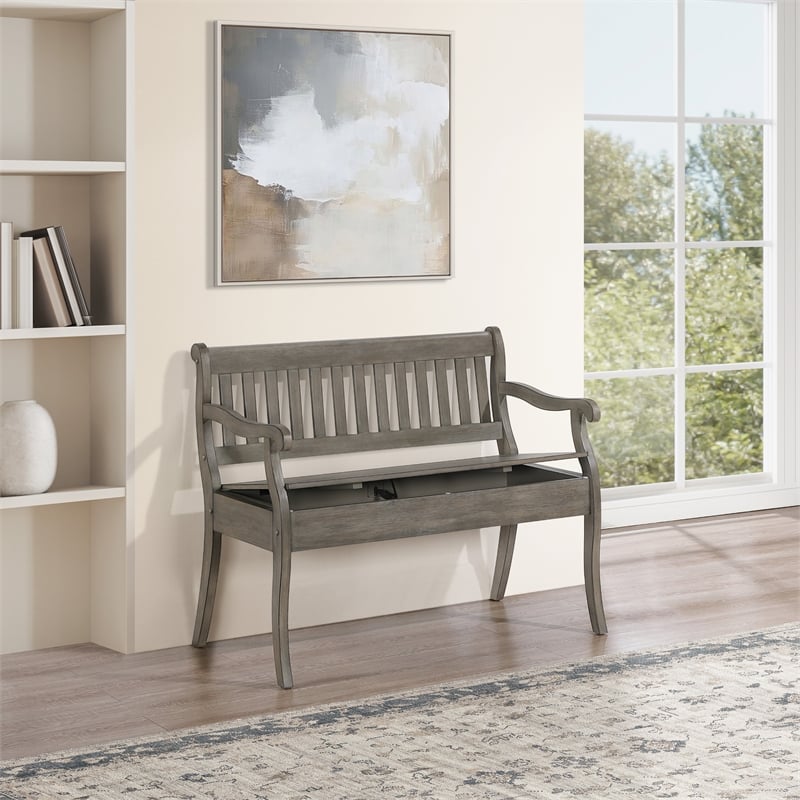 Wakefield Entryway Storage Bench in Wood Goldstone Brown Finish
