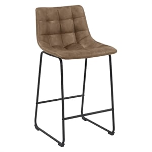 Alcott 26&quot Counter Stool in Saddle Faux leather and Black Base 2-Pack