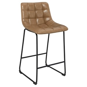 Alcott 26&quot Counter Stool in Taupe Faux leather and Black Base 2-Pack