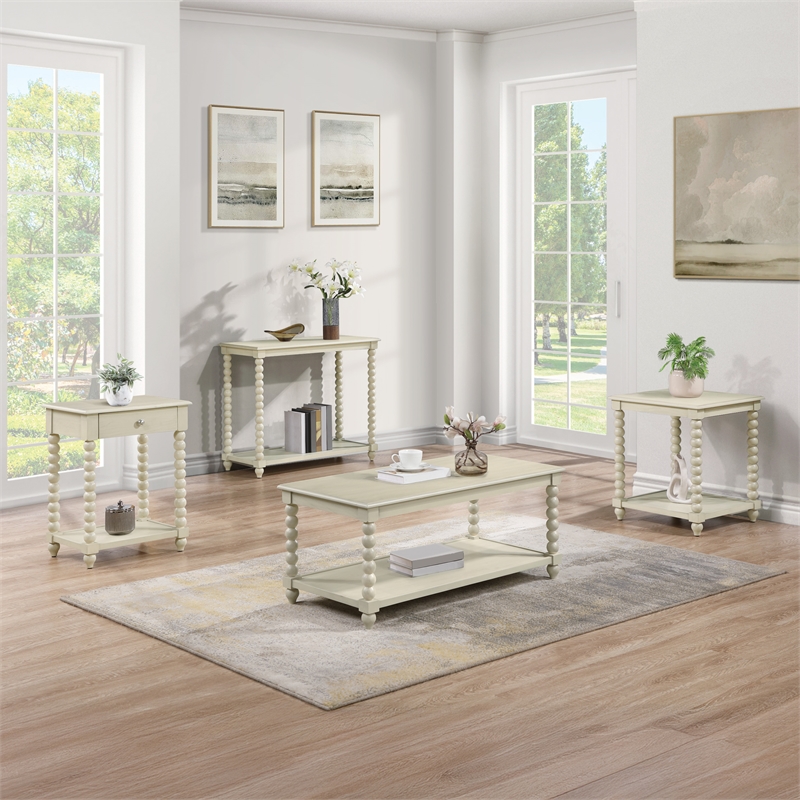 Elise Foyer Table Wood  in Whitewash Finish