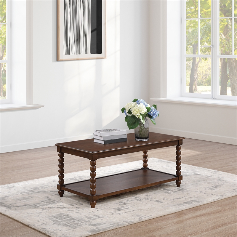 Elise Coffee Table wood in Dark Walnut Finish