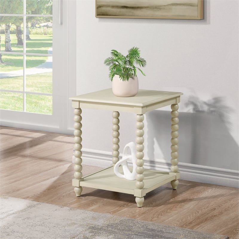 Elise End Table wood  in Whitewash Finish