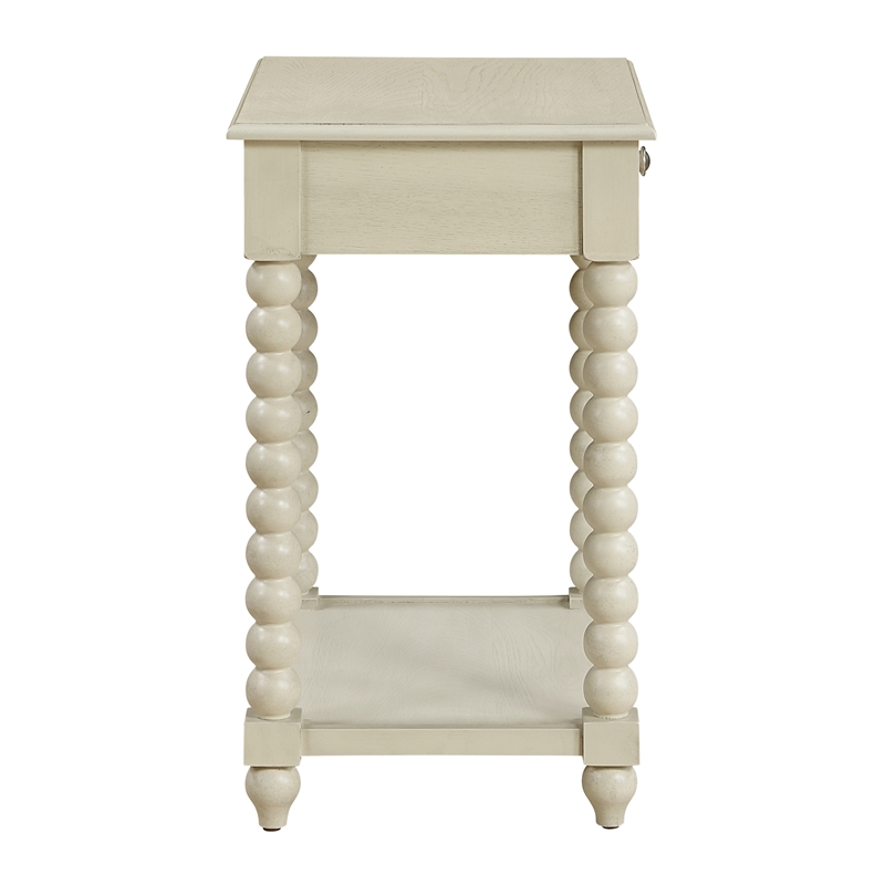 Elise Side Table With Drawer Wood  in Whitewash Finish