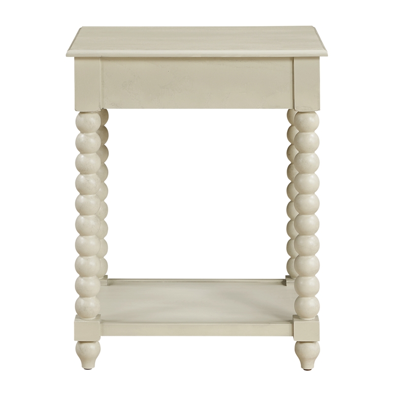 Elise Side Table With Drawer Wood  in Whitewash Finish