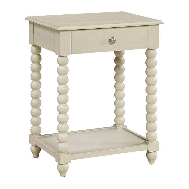 Elise Side Table With Drawer Wood  in Whitewash Finish