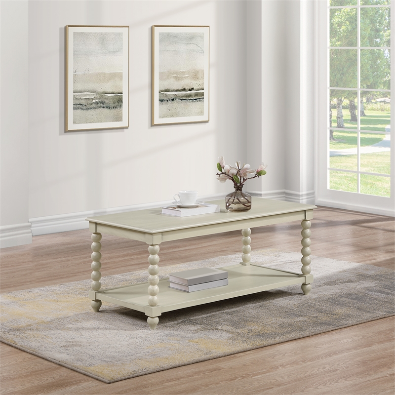 Elise Coffee Table Wood in Whitewash Finish