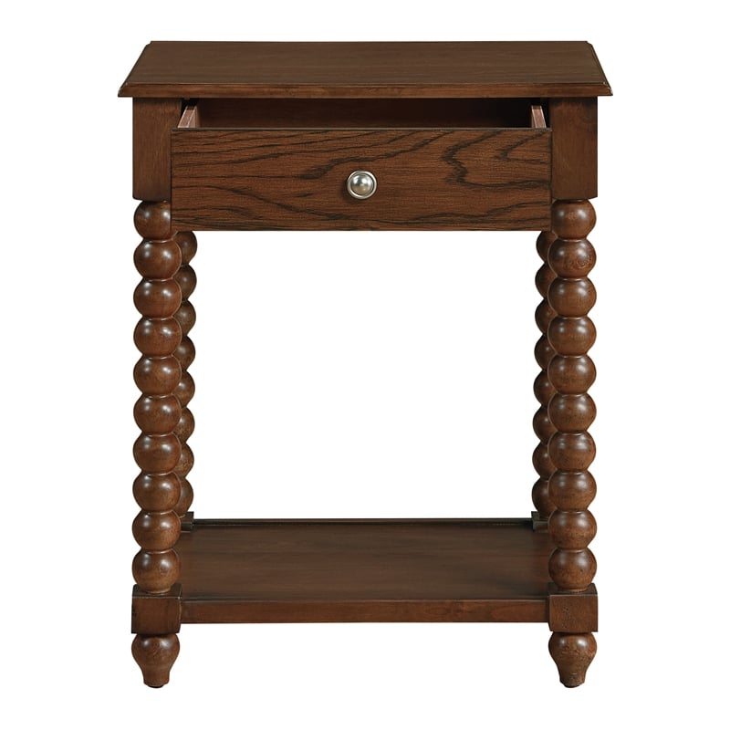 Elise Side Table With Drawer Wood in Dark Walnut Finish