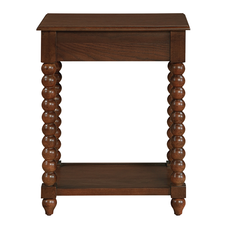 Elise Side Table With Drawer Wood in Dark Walnut Finish