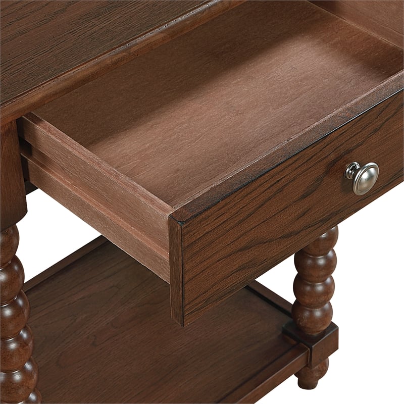 Elise Side Table With Drawer Wood in Dark Walnut Finish