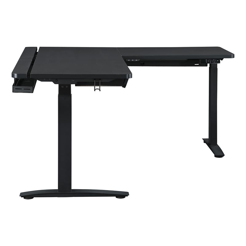 Kilo L-Shape Electric Lift Gaming Desk in Steel Grey Carbon Fiber Finish