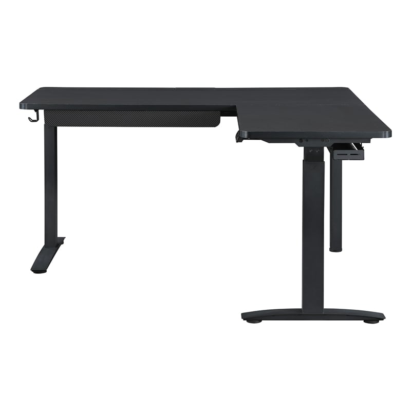 Kilo L-Shape Electric Lift Gaming Desk in Steel Grey Carbon Fiber Finish