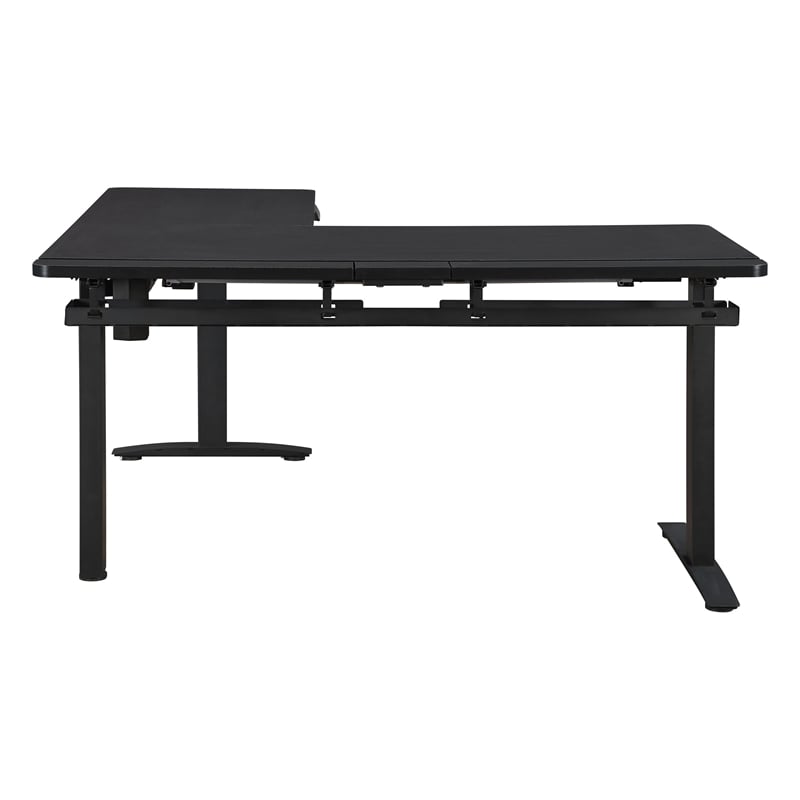 Kilo L-Shape Electric Lift Gaming Desk in Steel Grey Carbon Fiber Finish