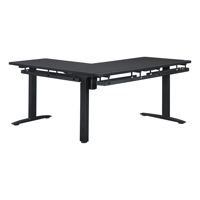 Kilo L-Shape Electric Lift Gaming Desk in Steel Grey Carbon Fiber Finish