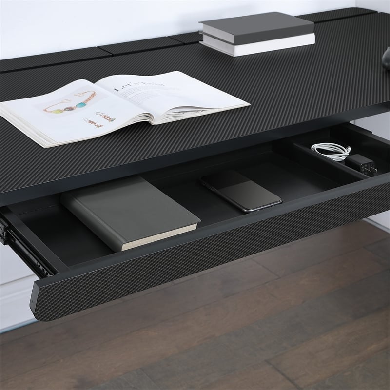 Kilo L-Shape Electric Lift Gaming Desk in Steel Grey Carbon Fiber Finish