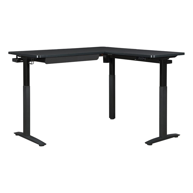 Kilo L-Shape Electric Lift Gaming Desk in Steel Grey Carbon Fiber Finish