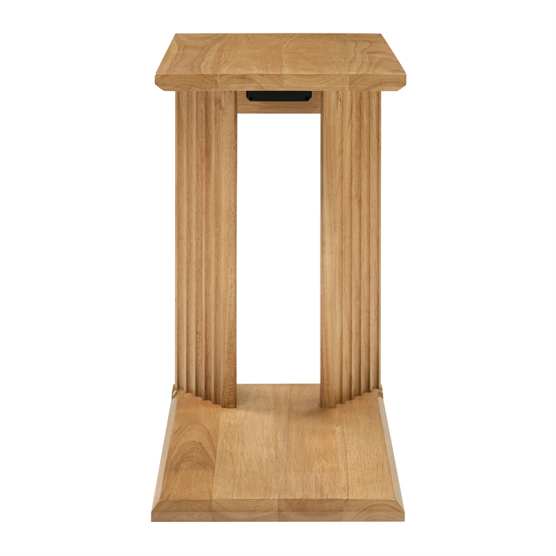 Winston Accent C-Table with Power in Wood Natural Oak Finish