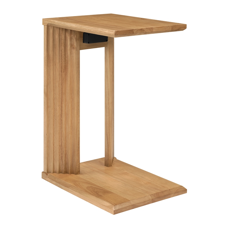 Winston Accent C-Table with Power in Wood Natural Oak Finish