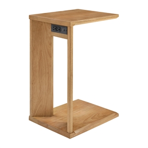 Winston Accent C-Table with Power in Wood Natural Oak Finish