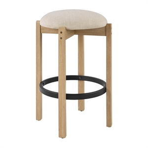 Melissa 26&quot Counter Stools 2-Pack With Cream Fabric Seat and Natural Finish Wood