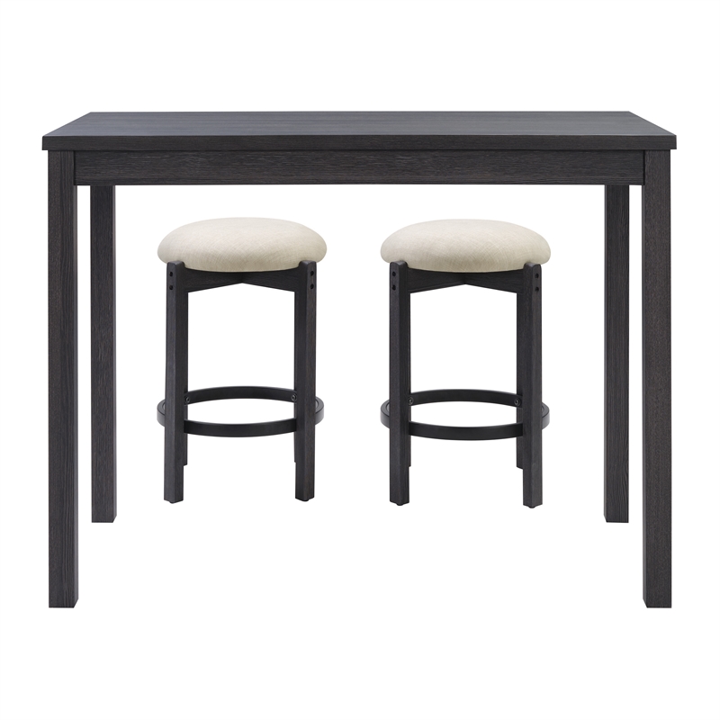 Melissa Counter Height Table Dining Set with Power 2 Stools Cream Fabric Seats