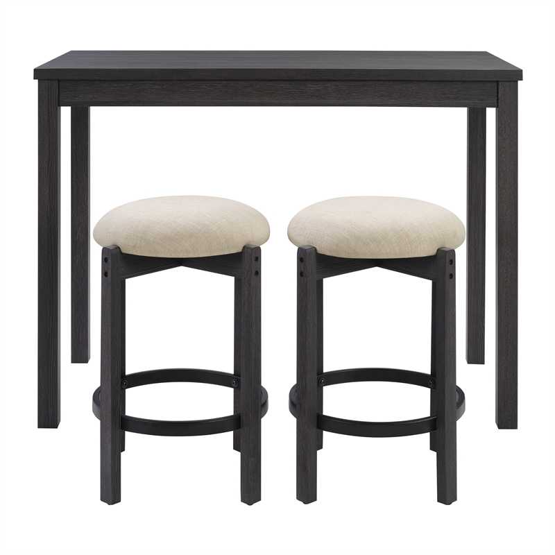 Melissa Counter Height Table Dining Set with Power 2 Stools Cream Fabric Seats