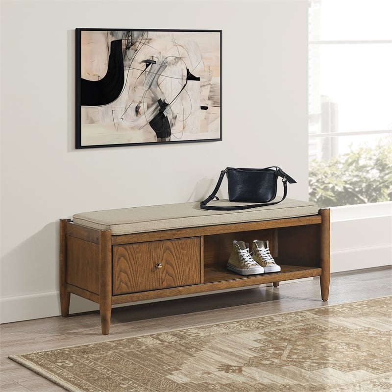 Marilyn Storage Bench Engineered Wood with Walnut Wood Finished