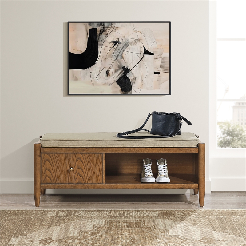 Marilyn Storage Bench Engineered Wood with Walnut Wood Finished