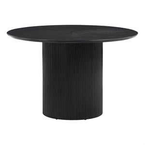 Jada 48&quot Round Dining Pedestal Table in Oak and Black Finish Wood