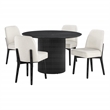 Jada 5-piece Round Pedestal Dining Table and 4 Chairs in Black Finish
