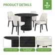 Jada 5-piece Round Pedestal Dining Table and 4 Chairs in Black Finish