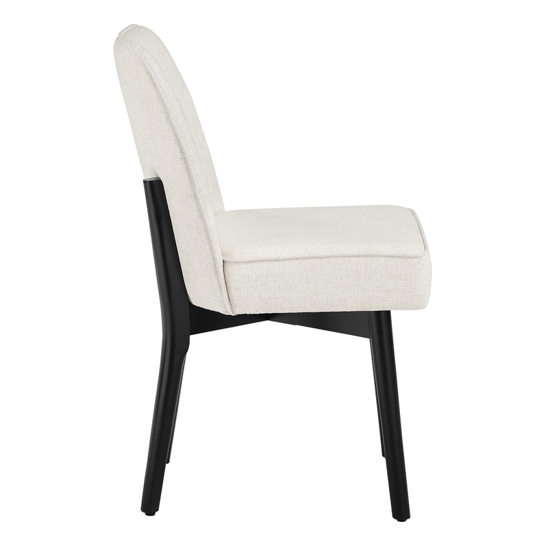 Jada Dining Chair 2-Pack in Linen Fabric with Black Finish Wood