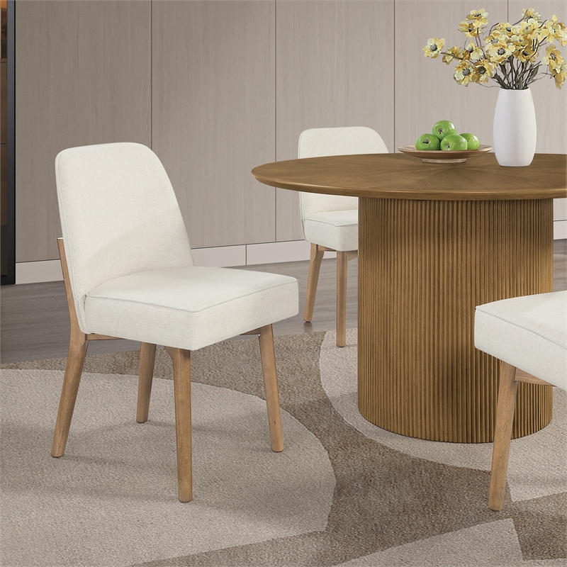 Jada Dining Chair 2-Pack in Linen Fabric with Oak Finish Wood
