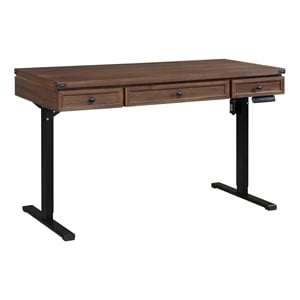 Baton Rouge 54&quot Electric Lift Desk in Engineered Wood Brushed Walnut Finish