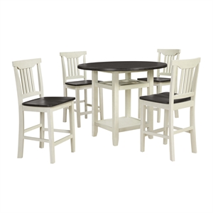 5pc Set Table Chairs Engineered Wood in Distressed White Wash