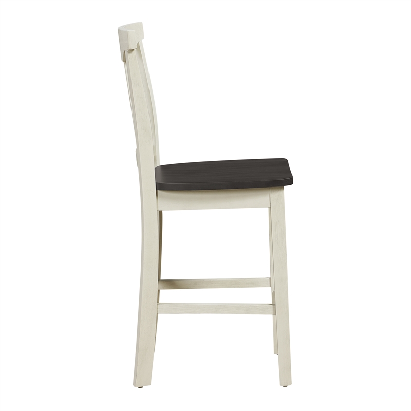 5pc Set Table Chairs Engineered Wood in Distressed White Wash