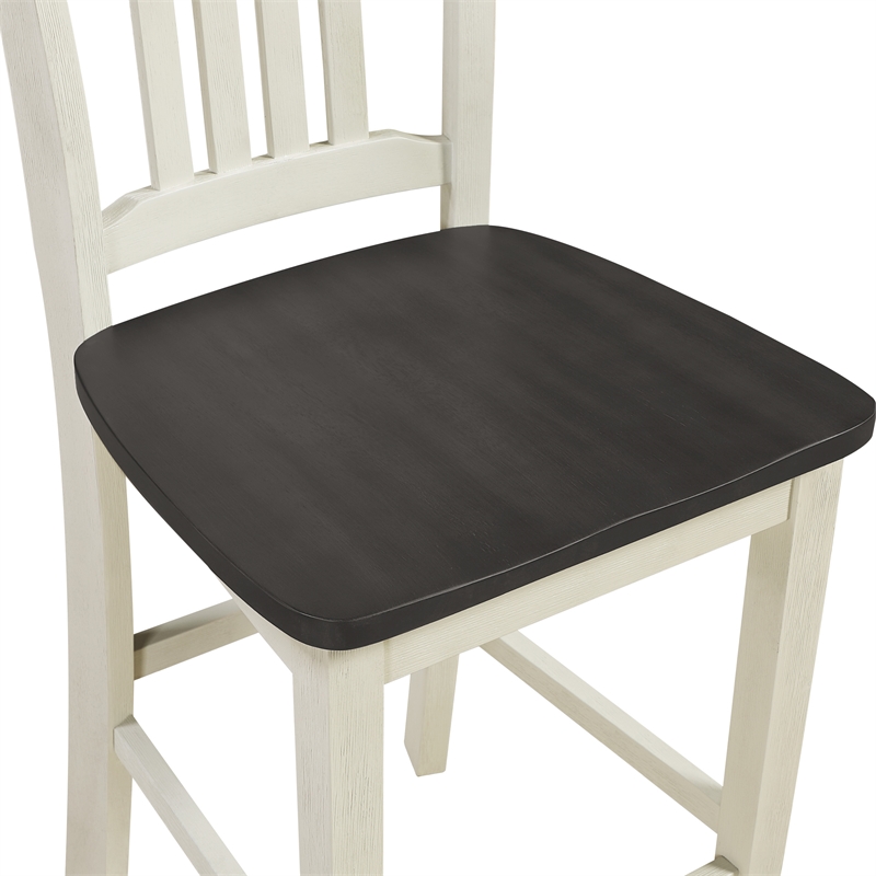 5pc Set Table Chairs Engineered Wood in Distressed White Wash