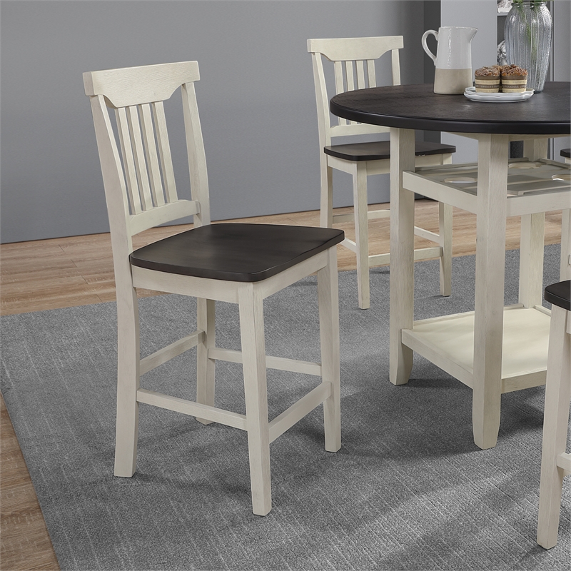 5pc Set Table Chairs Engineered Wood in Distressed White Wash