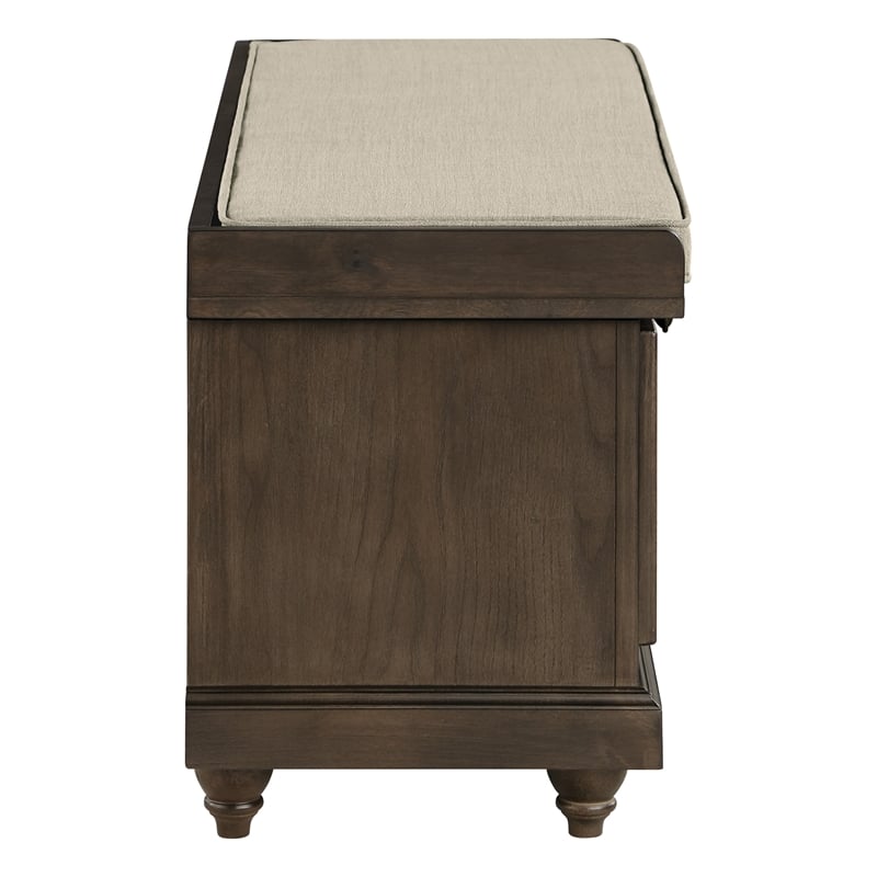Dover Storage Bench Engineered Wood in Dark Walnut Finish with Beige Cushion