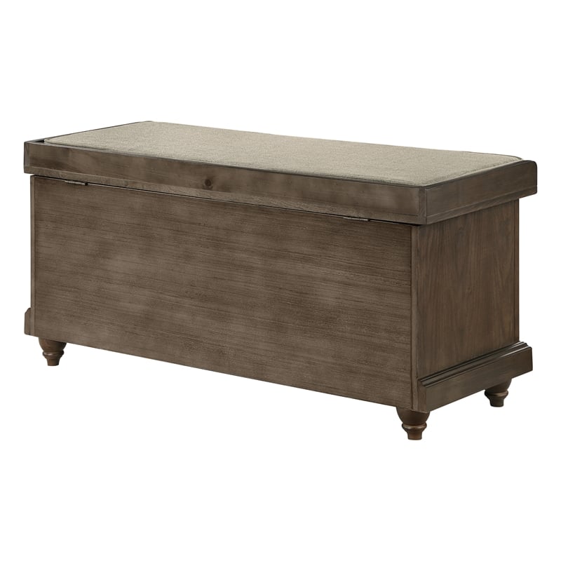 Dover Storage Bench Engineered Wood in Dark Walnut Finish with Beige Cushion