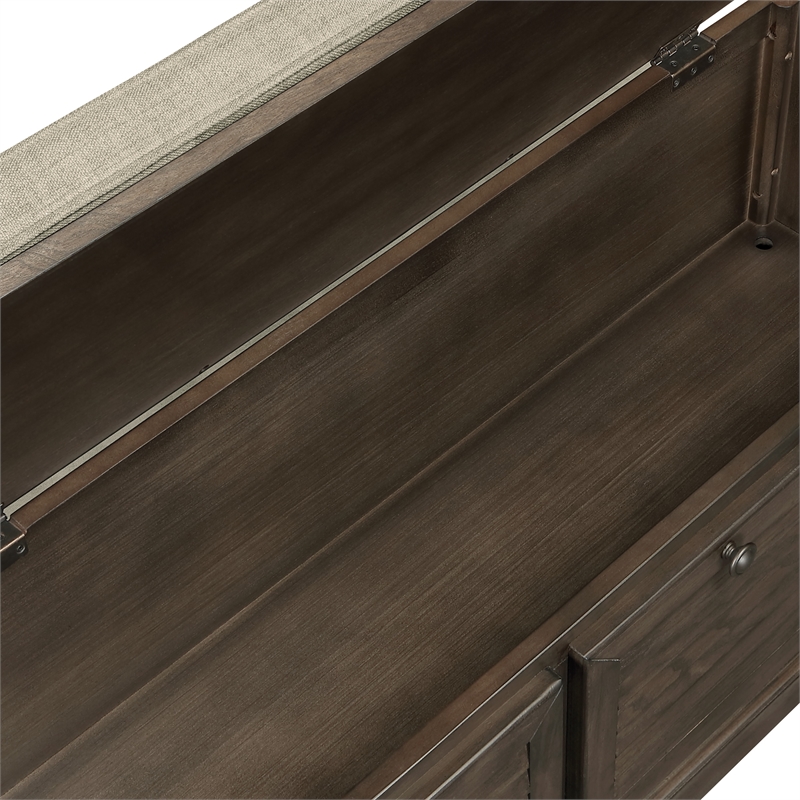 Dover Storage Bench Engineered Wood in Dark Walnut Finish with Beige Cushion