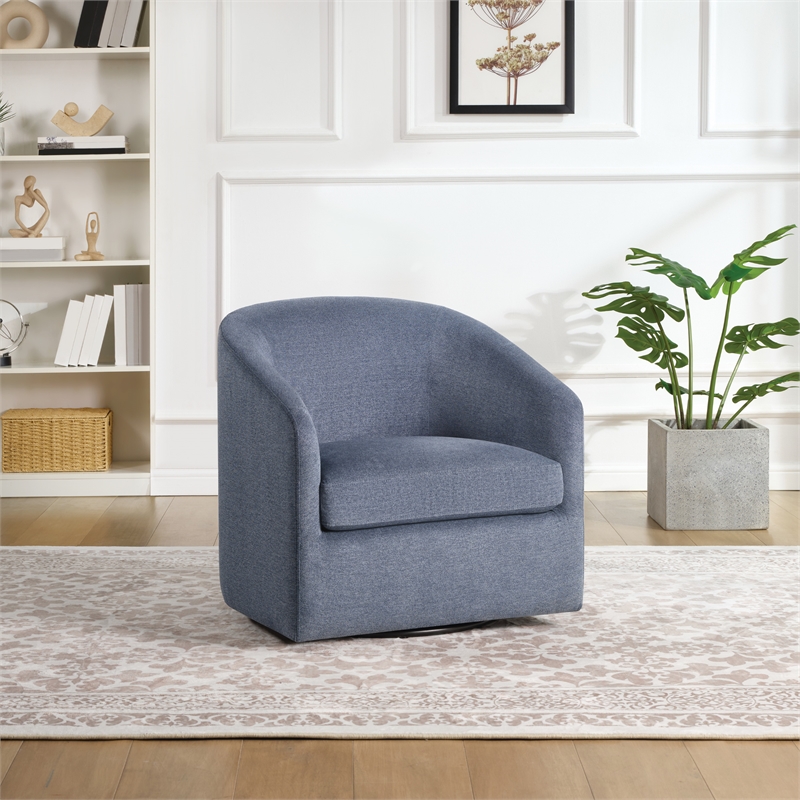 Parker Swivel Tub Chair in Blue Fabric
