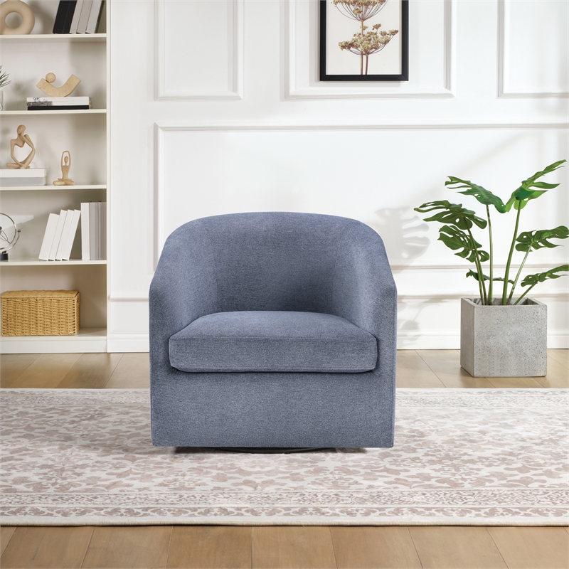 Parker Swivel Tub Chair in Blue Fabric
