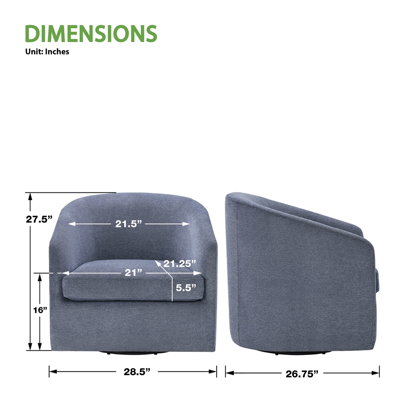 Parker Swivel Tub Chair in Blue Fabric