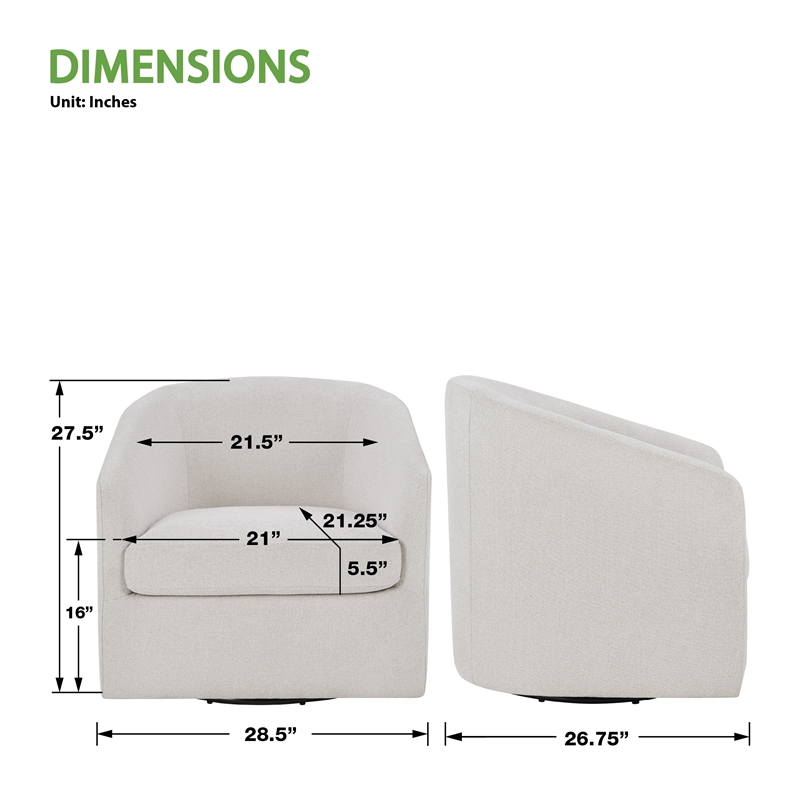 Parker Swivel Tub Chair in Cream Fabric