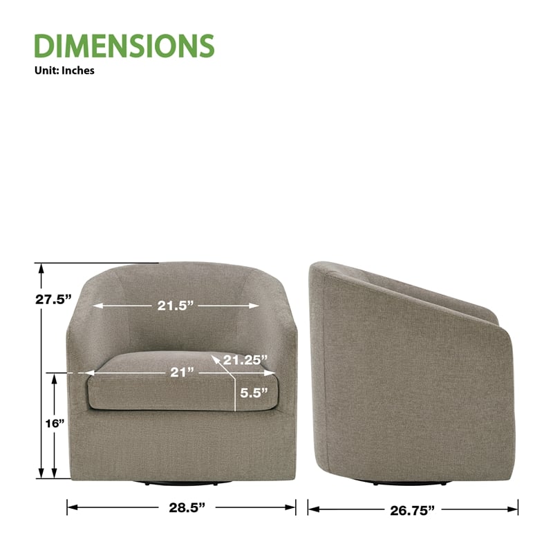 Parker Swivel Tub Chair in Taupe Fabric