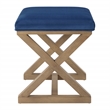 Carson X-Frame Stool in Navy Fabric and Medium Oak Finish Wood