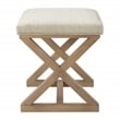 Carson X-Frame Stool in Linen White Fabric and Medium Oak Finish Wood